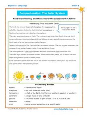 cover image of Grade 5 English: Comprehension - the Solar System